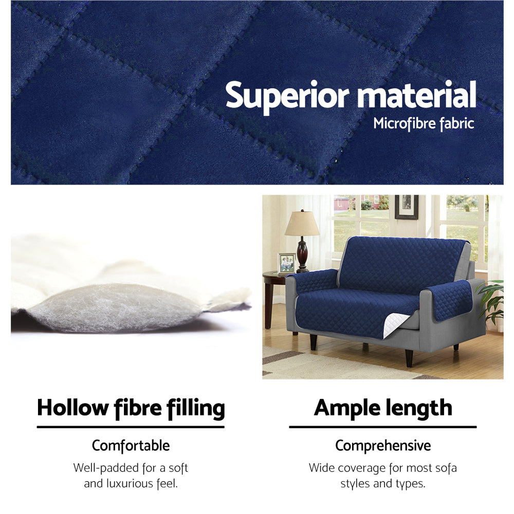 Quilted Navy Sofa Cover for 2-Seater - Artiss Lounge Protector and Slipcover