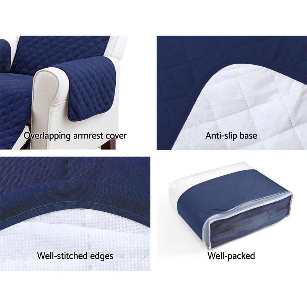 Quilted Navy Sofa Cover for 2-Seater - Artiss Lounge Protector and Slipcover