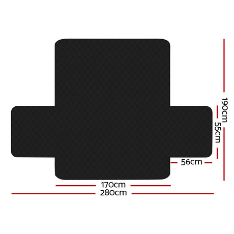 Quilted Microfibre Sofa Protector Cover for 3-Seater Couch - Black