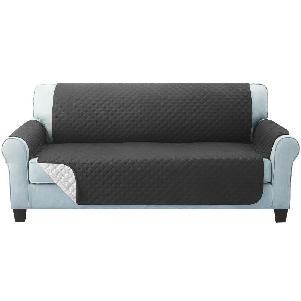 Quilted Dark Grey 3-Seater Sofa Protector Cover by Artiss - Anti-Scratch Microfibre Slipcover