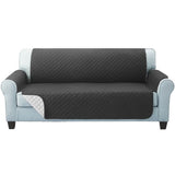 Quilted Dark Grey 3-Seater Sofa Protector Cover by Artiss - Anti-Scratch Microfibre Slipcover