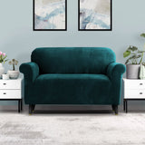 Artiss Stretchable Velvet Couch Cover for 2-Seater Sofa in Agate Green Color