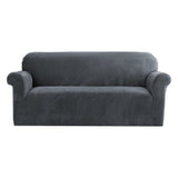 Artiss Stretchable Grey Velvet Couch Cover for 3-Seater Sofa