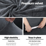 Artiss Stretchable Grey Velvet Couch Cover for 3-Seater Sofa