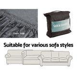 Artiss Stretchable Grey Velvet Couch Cover for 3-Seater Sofa