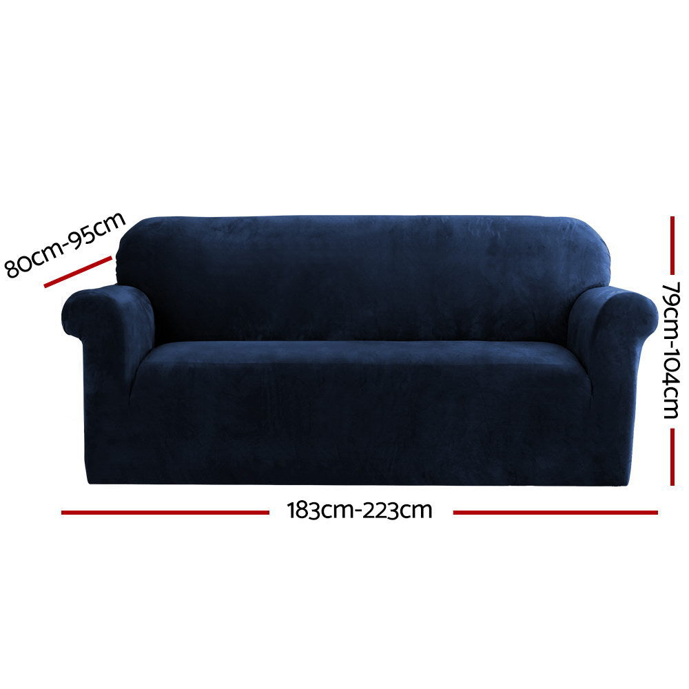 Artiss Sapphire Velvet 3-Seater Stretch Sofa Cover - Plush Lounge Protection