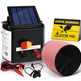 5km Solar-Powered Electric Fence Energiser with 1200m Polytape and Warning Signs