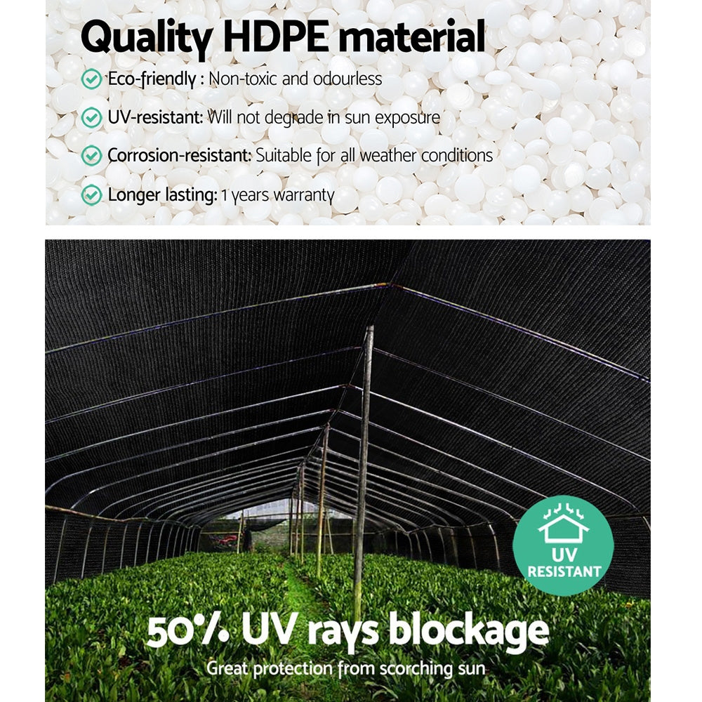 Premium 50% UV-Block Shade Cloth - 1.83m x 10m Outdoor Plant Protector Mesh