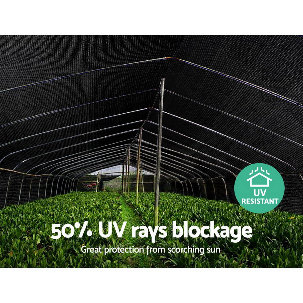 High-Quality 50% UV-Resistant Black Shade Cloth Roll - 1.83m x 20m - 100gsm Protection