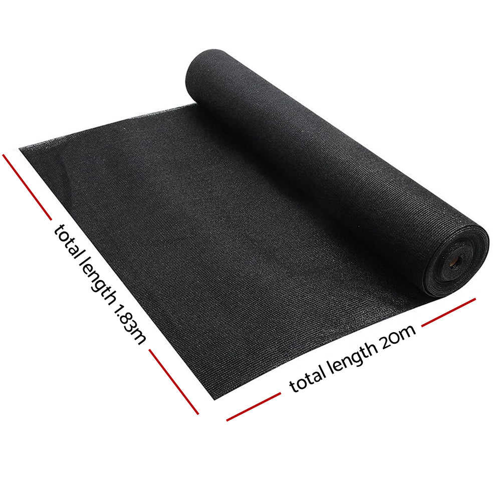 Premium 70% UV Resistant Shade Sail Cloth Roll for Garden - 1.83m x 20m in Black