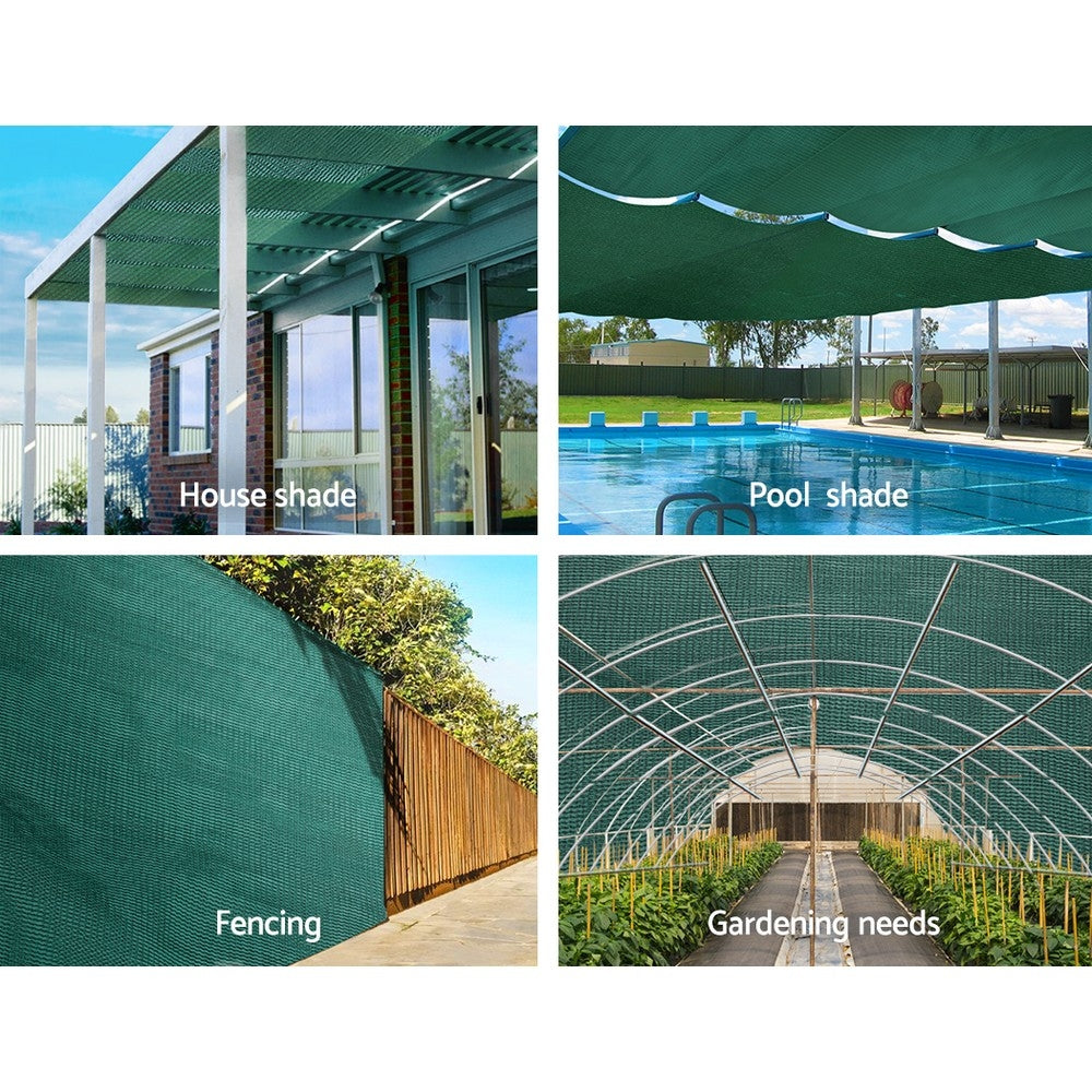 Instahut 3.66m x 10m Green UV-Resistant Shade Fabric for Gardens and Greenhouses