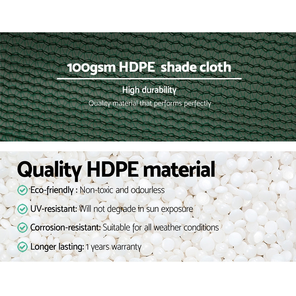 Instahut 3.66m x 10m Green UV-Resistant Shade Fabric for Gardens and Greenhouses