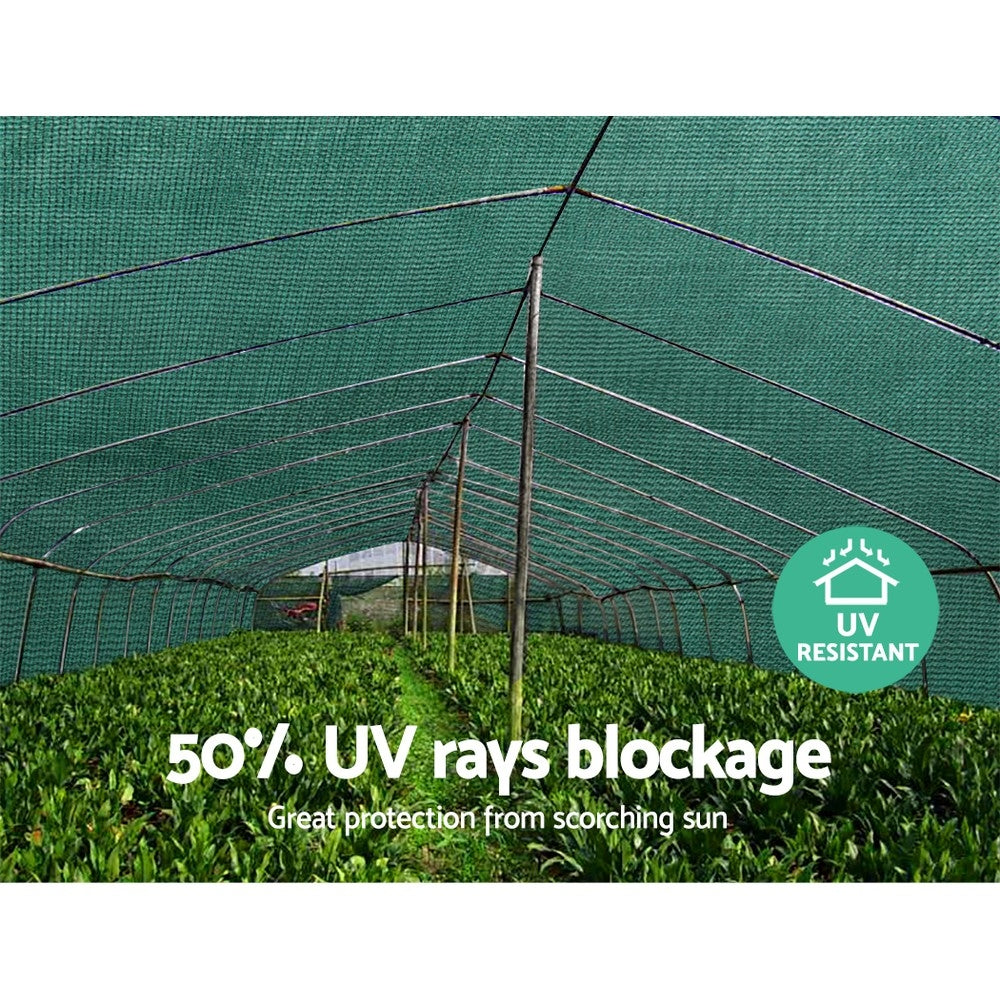 Instahut 3.66m x 10m Green UV-Resistant Shade Fabric for Gardens and Greenhouses