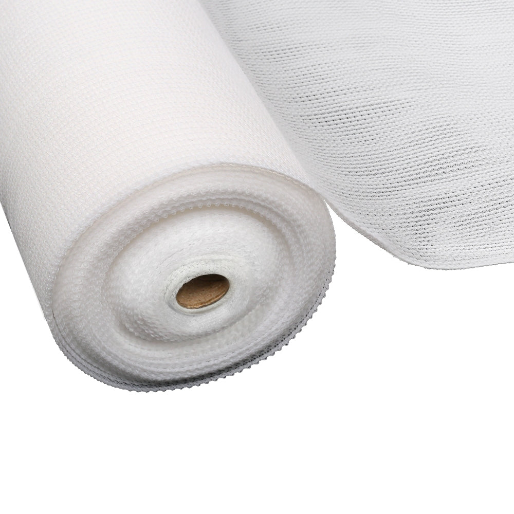 50% UV-Protection Garden Shade Cloth Roll - 3.66m x 10m White Knitted Fabric