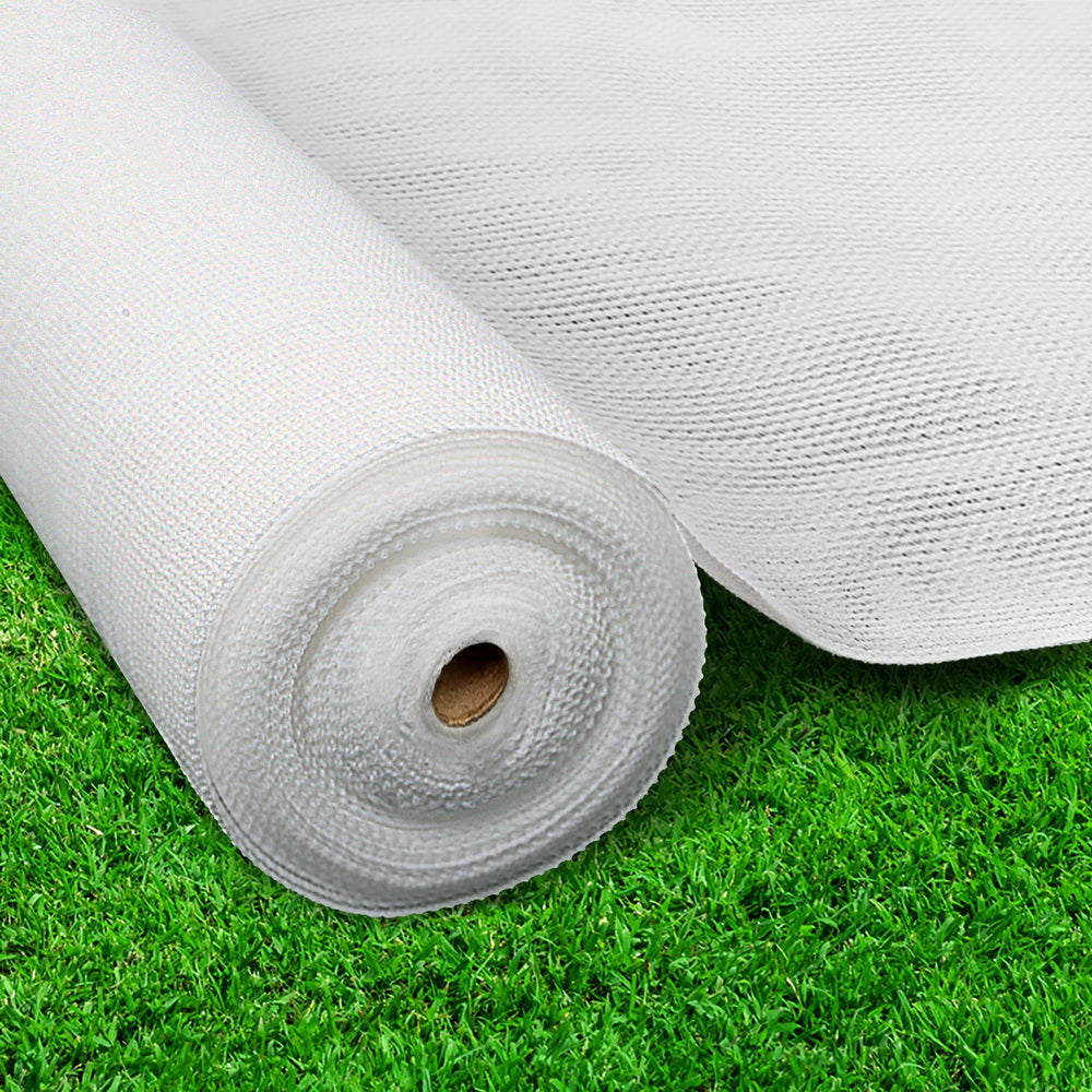 50% UV-Protection Garden Shade Cloth Roll - 3.66m x 10m White Knitted Fabric