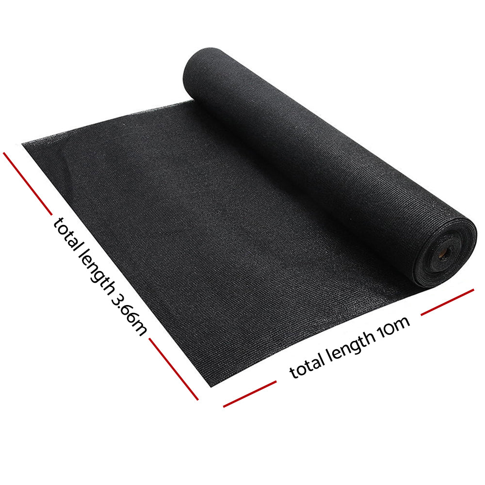 Premium 70% UV Resistant Shade Cloth Roll for Greenhouses and Gardens - 3.66x10m Black