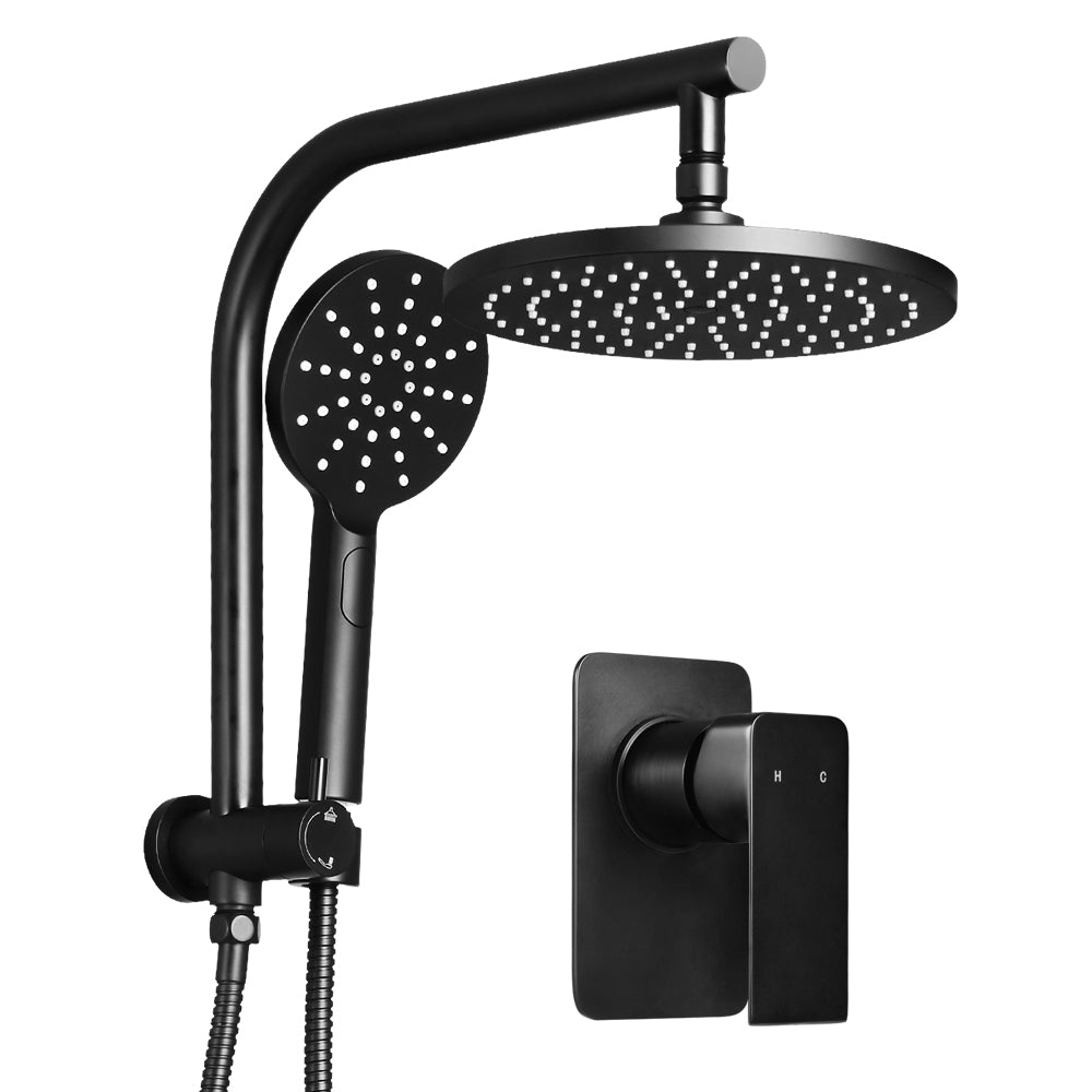 Cefito Luxe Matte Black 9'' Rainfall Shower System with Handheld Mixer and High Pressure Performance