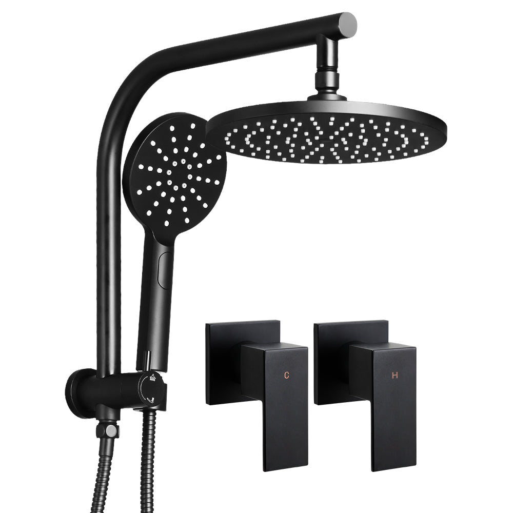 Cefito 9'' Luxury Chrome Rainfall Shower System with Handheld High-Pressure Tap - Sleek Black Finish