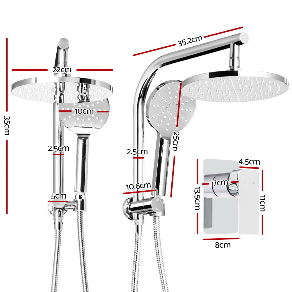 Cefito 9-Inch Luxurious Chrome Rainfall Shower Set with Handheld Sprayer and Adjustable Pressure Features