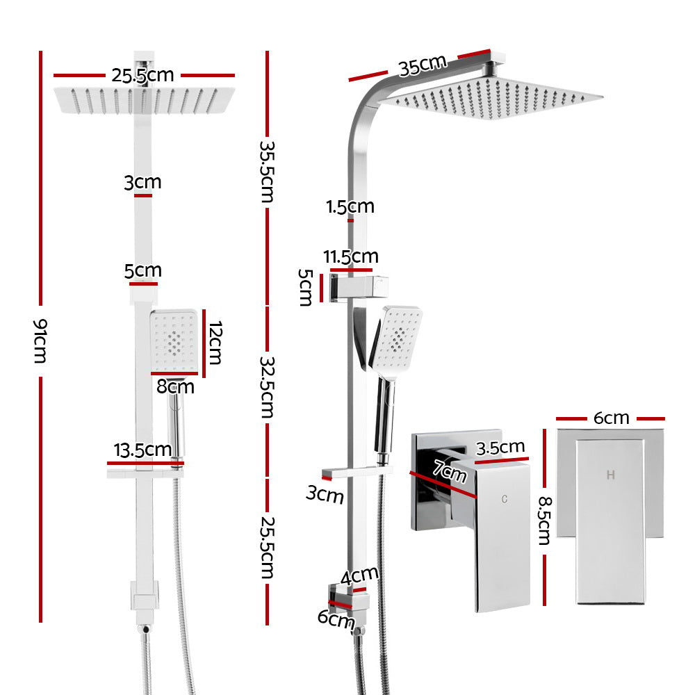 Cefito 10-Inch Luxury Chrome Rain Shower Head with Handheld Mixer and Brass Diverter