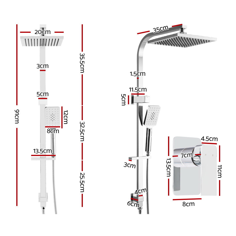 Cefito Luxury 8'' Chrome Rain Shower Head & Mixer Set with Versatile Handheld Shower Option