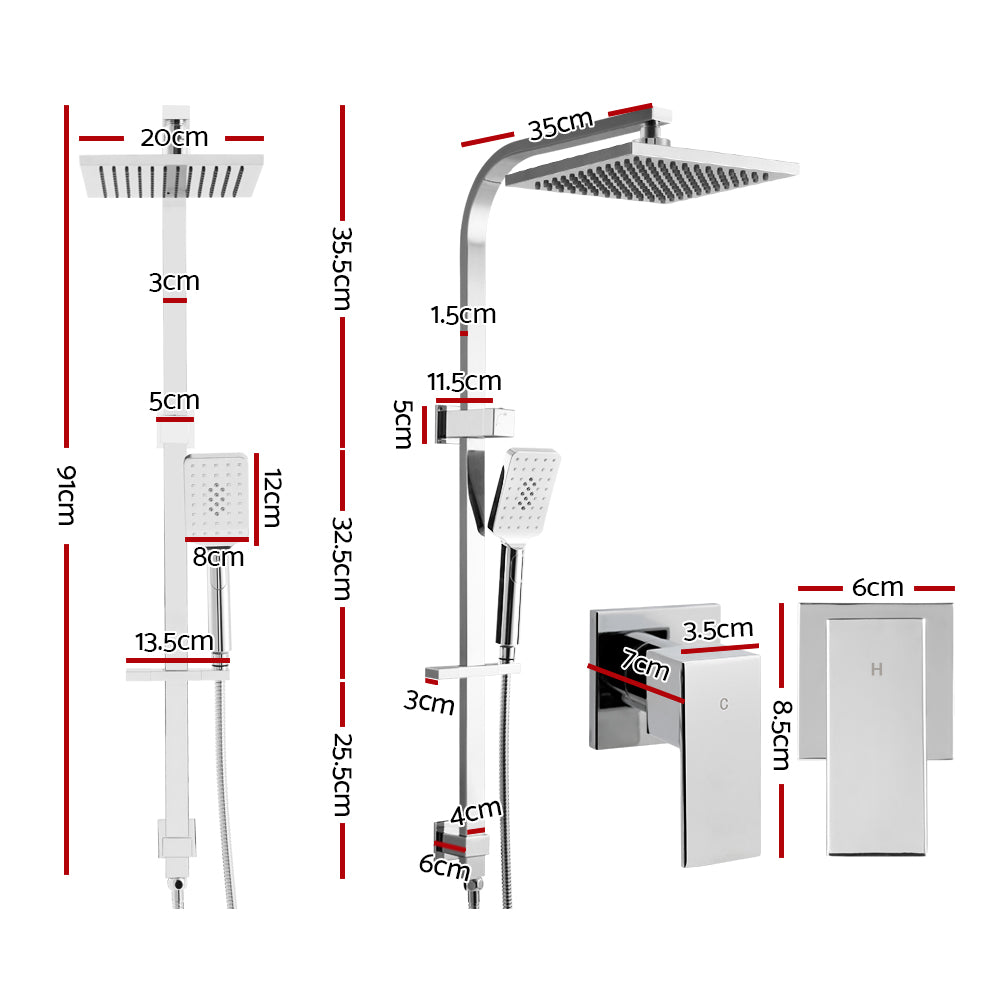 Cefito Luxury 8'' High-Pressure Rainfall Shower System with Handheld Brass Mixer and Elegant Chrome Finish