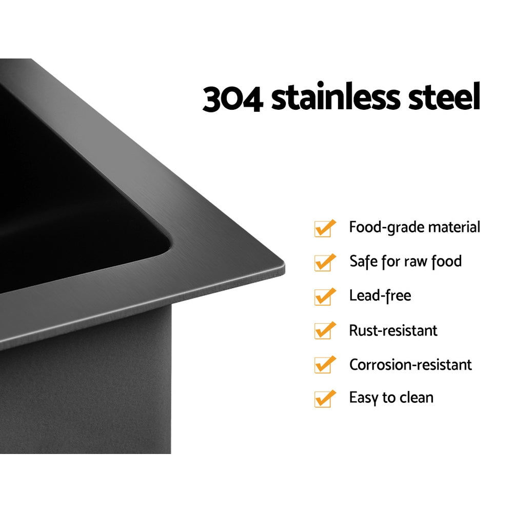 Cefito Versatile 30cm x 45cm Premium Black Stainless Steel Kitchen Sink with Multiple Installation Options