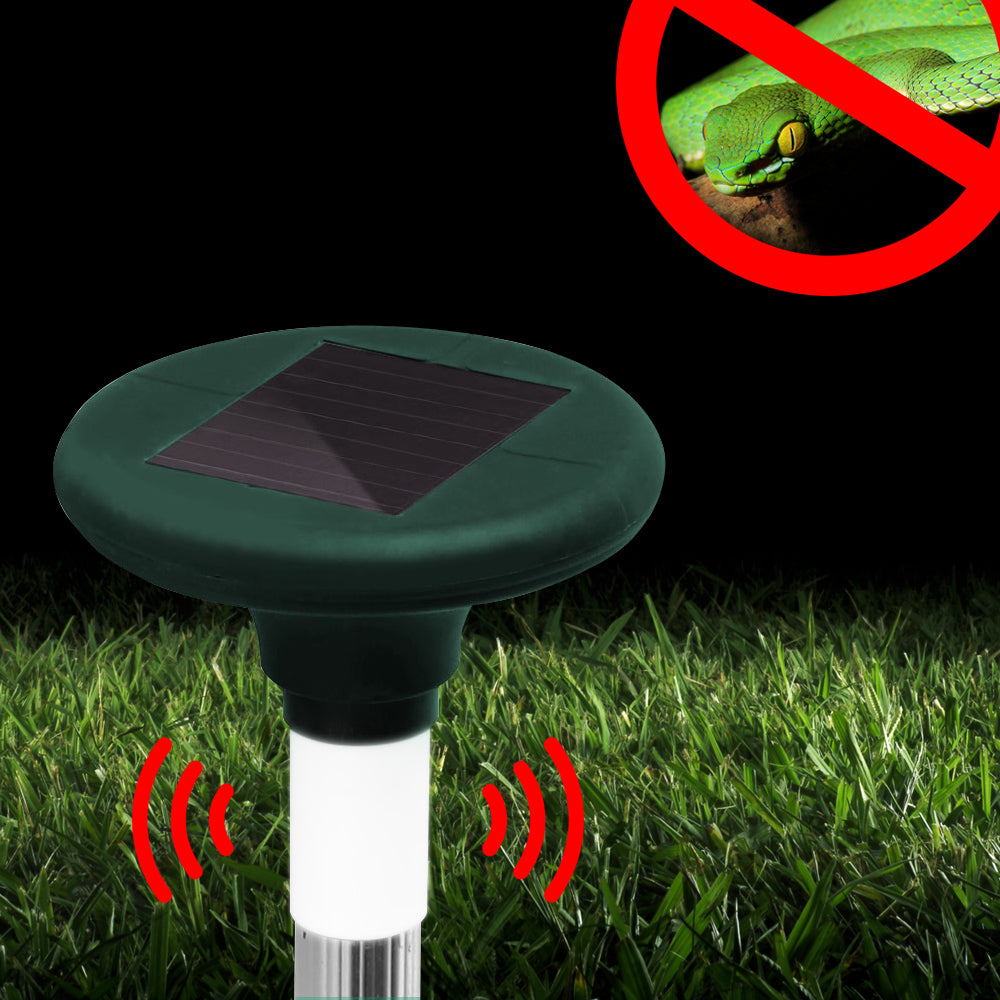 12-Pack Eco-Friendly Solar Ultrasonic Repellers for Snakes and Rodents with LED Illumination