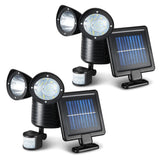 2-Pack Adjustable Brightness Solar LED Motion Sensor Floodlights for Enhanced Outdoor Security