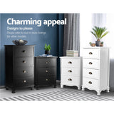 Artiss Retro Black Nightstand with 4 Drawer Storage Chest - Low Angle