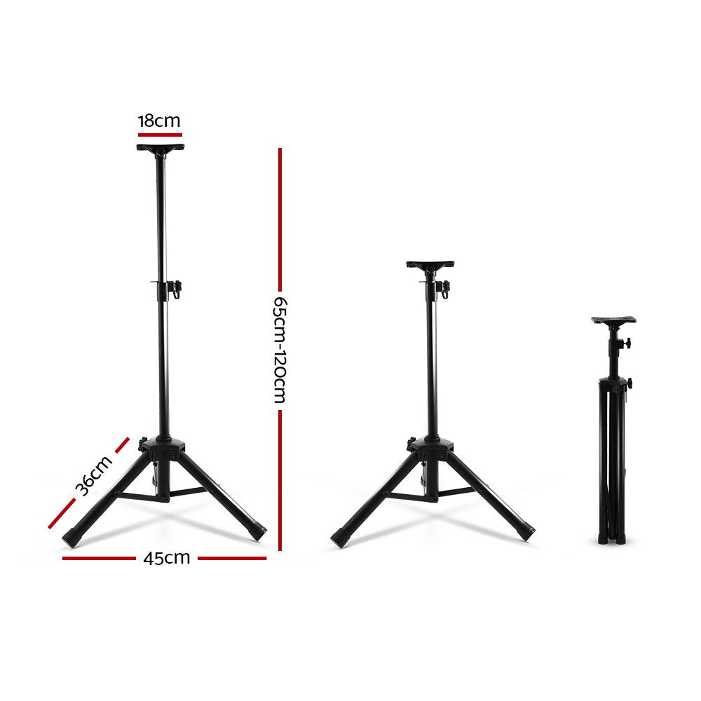 Pair of Adjustable 120CM Professional Speaker Stands - Black