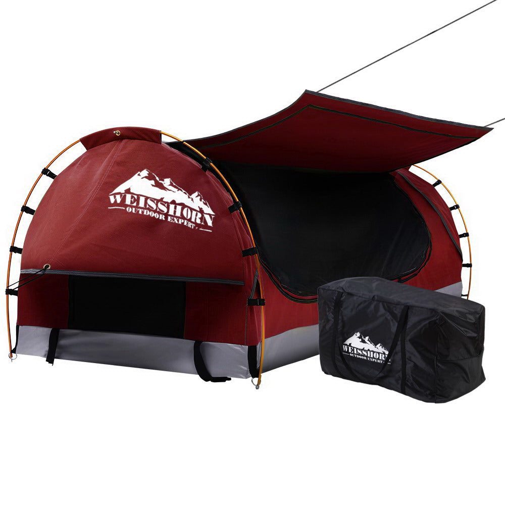 Weisshorn Red King Single Free Standing Camping Swag Tent with 7CM High Density Mattress