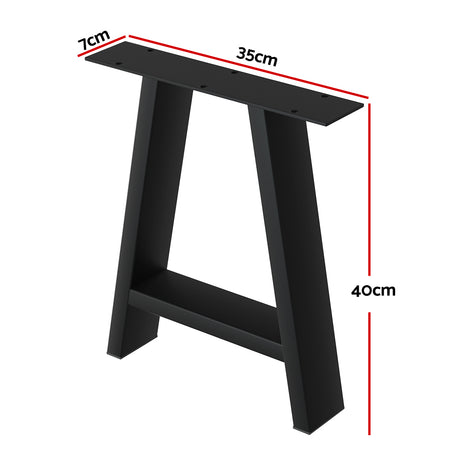 Set of 2 Industrial Metal Table Legs for Coffee and Dining Tables - 40cm Trapezoid Design