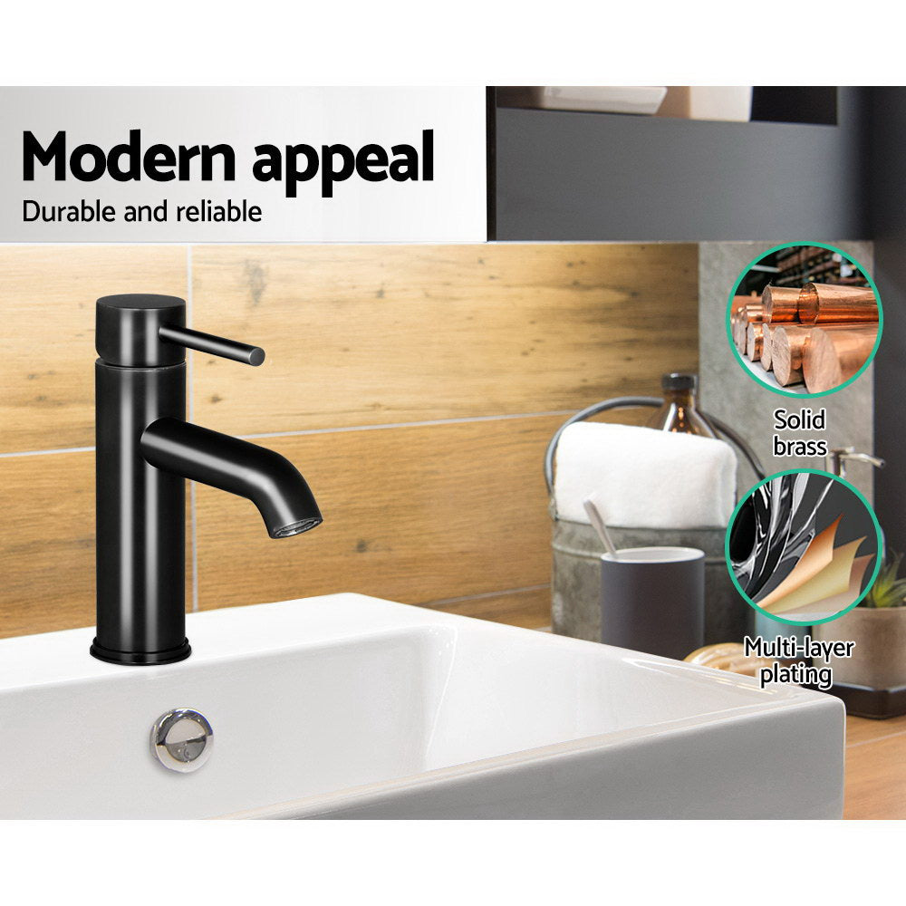 Sleek Black Cefito Basin Mixer Tap Faucet