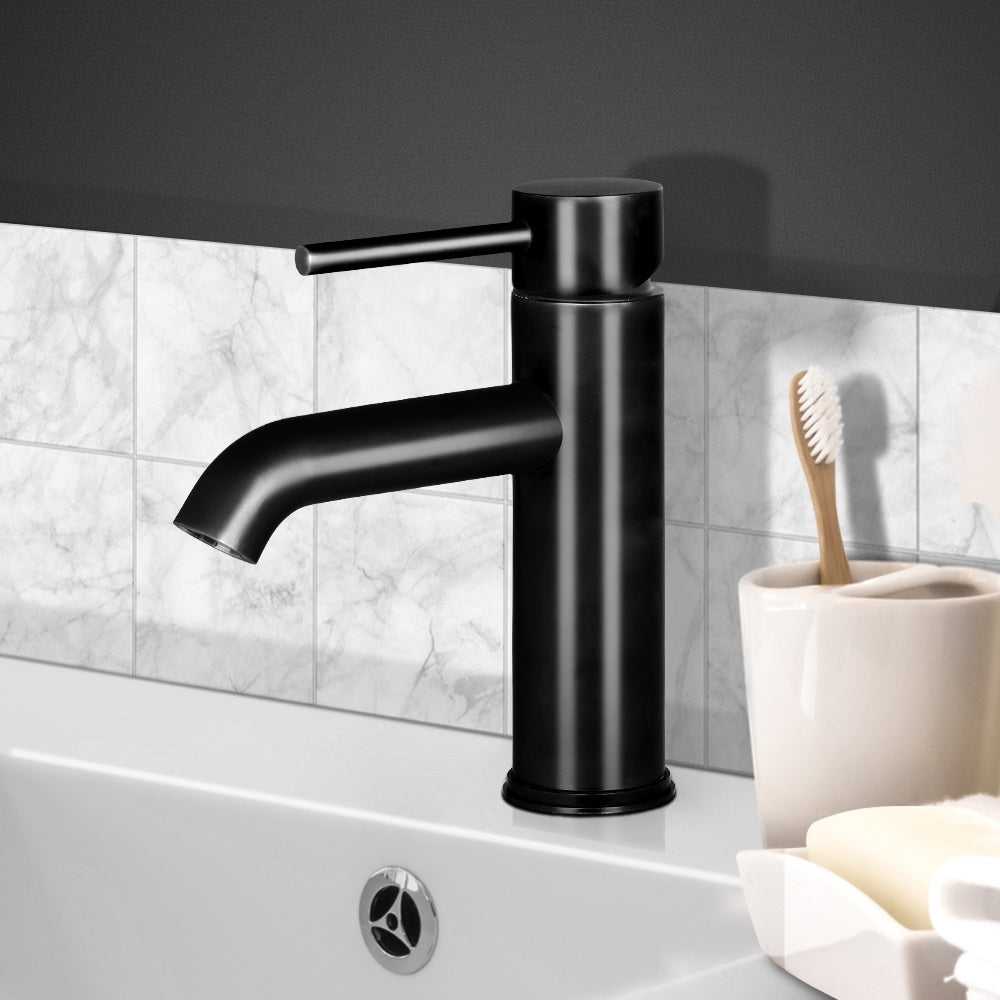 Sleek Black Cefito Basin Mixer Tap Faucet