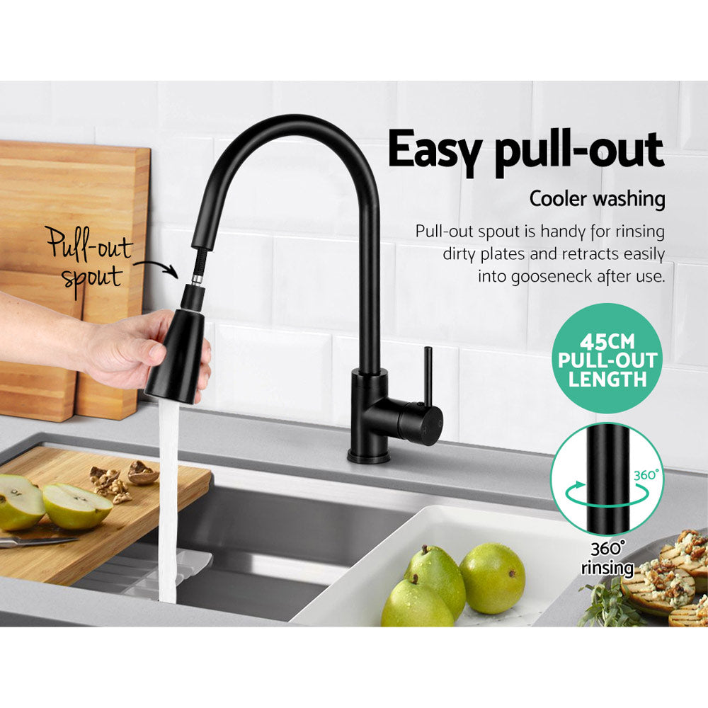 Cefito Modern Black Pull-Down Kitchen Faucet