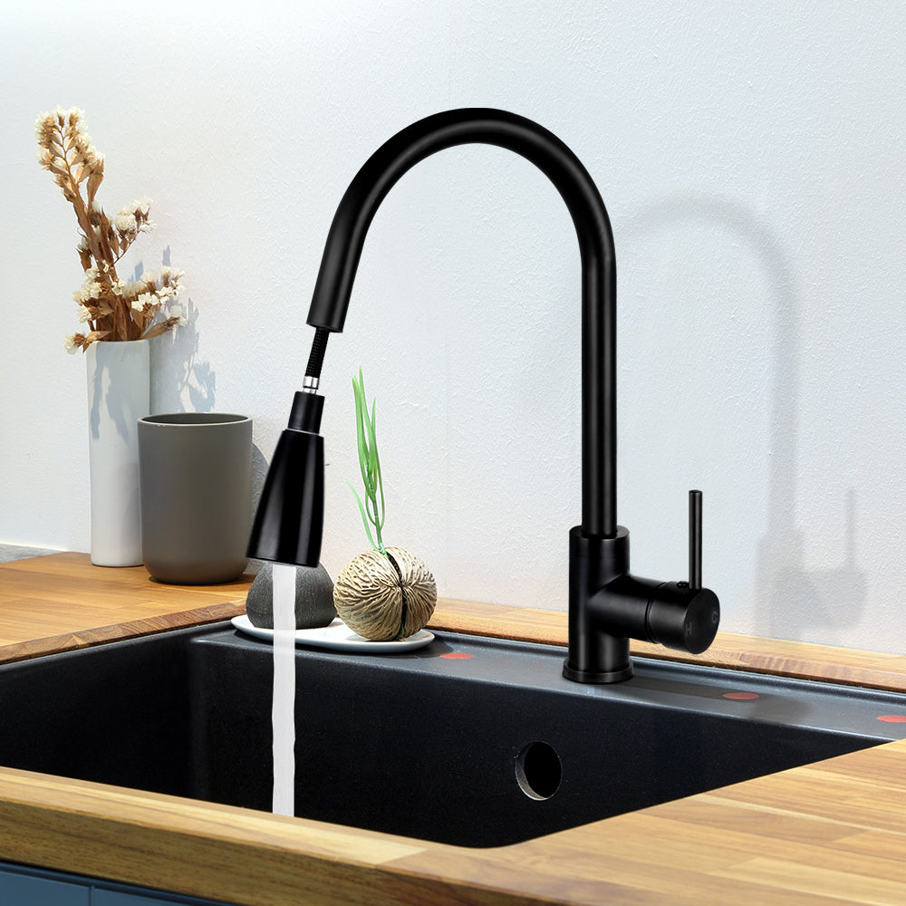 Cefito Modern Black Pull-Down Kitchen Faucet