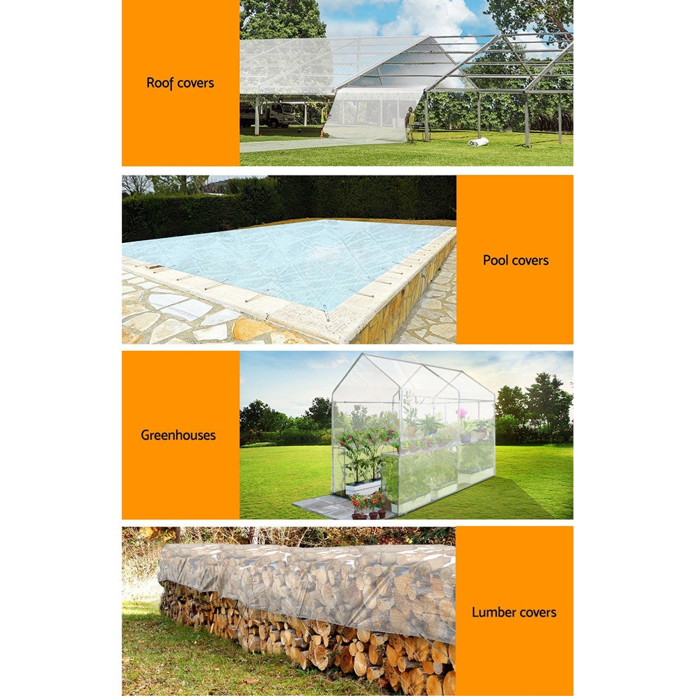 Premium Waterproof 2x3m Poly Tarp - Heavy Duty UV-Resistant Camping Shelter 135gsm Clear