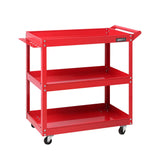 3-Tier Heavy-Duty Red Tool Cart - Giantz Steel Mechanic Storage Trolley