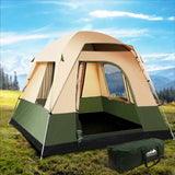 Weisshorn 4-Person Waterproof Camping Tent - Ideal for Hiking and Beach Trips, Green Canvas Design