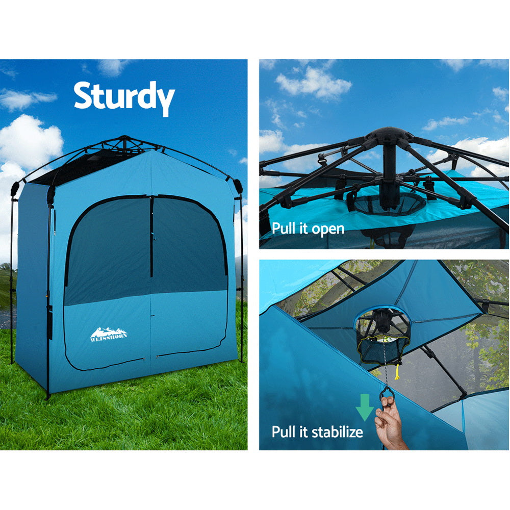 Weisshorn Portable Outdoor Privacy Shower Tent with Toilet & Change Room - Blue