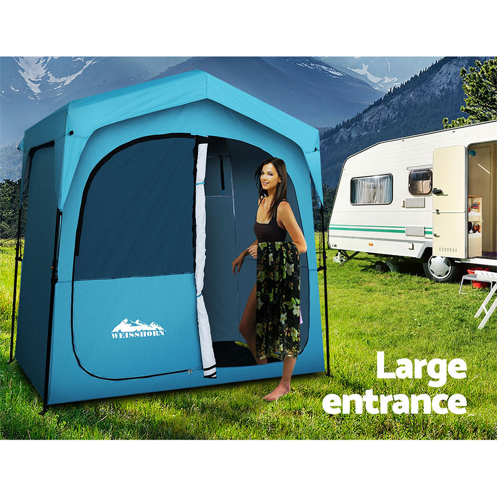 Weisshorn Portable Outdoor Privacy Shower Tent with Toilet & Change Room - Blue