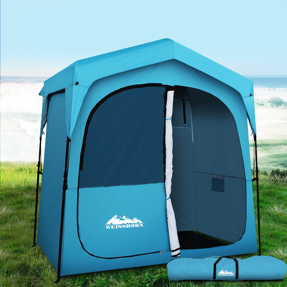 Weisshorn Portable Outdoor Privacy Shower Tent with Toilet & Change Room - Blue