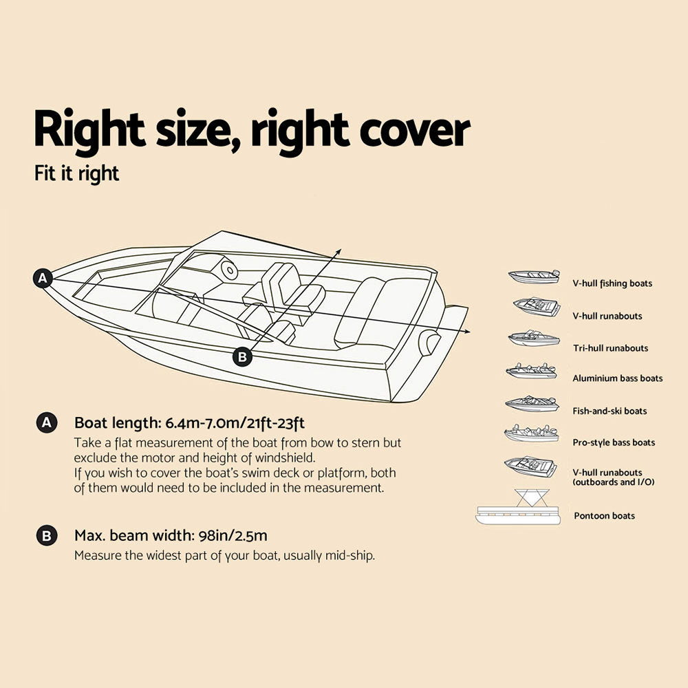 Premium Waterproof Boat Cover for 21-23ft Vessels