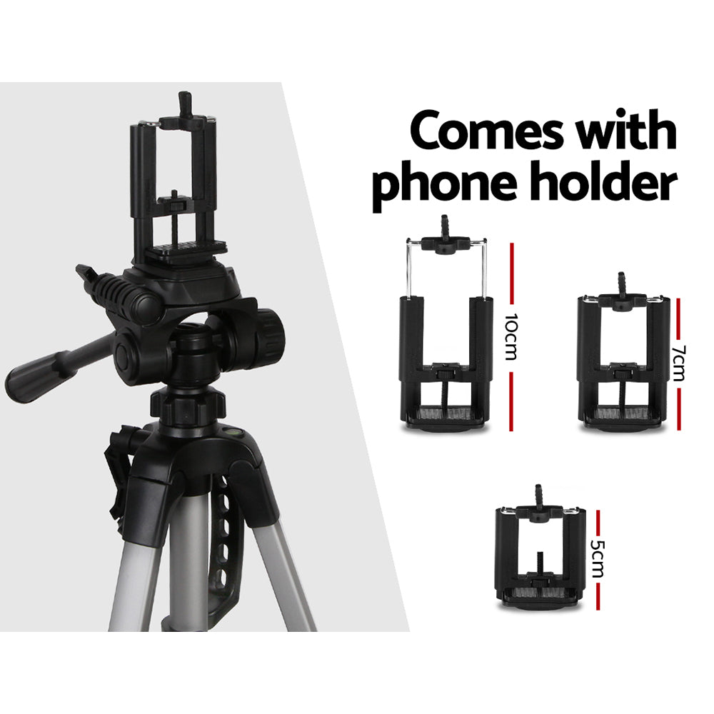 Versatile 1.45M Aluminum Tripod for Cameras and Smartphones