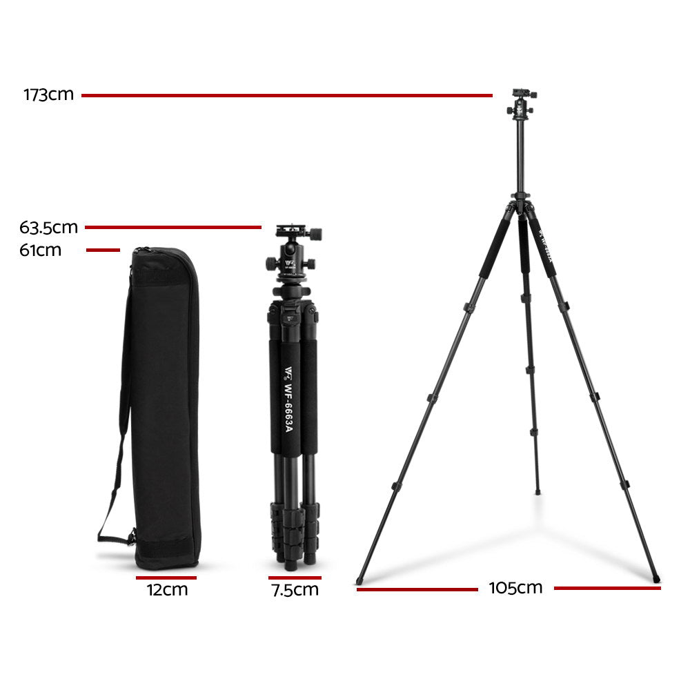 173cm Professional Magnesium Alloy Tripod with Smooth Ball Head for Digital Cameras and Camcorders