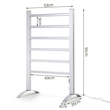 Portable 6-Bar Electric Towel Warmer - Rapid Heat Aluminum Design