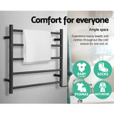 Sleek 5-Rail Electric Heated Towel Rack for Ultimate Bathroom Comfort