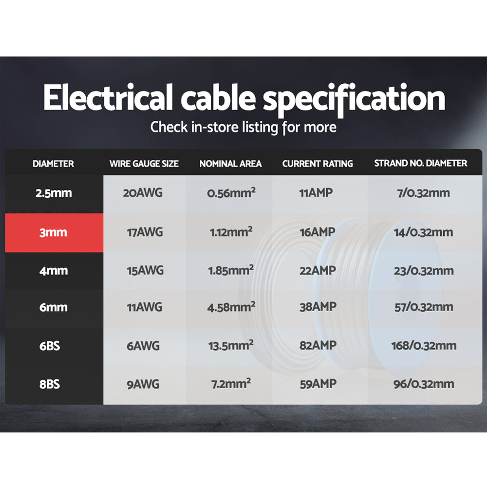 450V 3MM Twin Core Automotive Electrical Cable - 100M Waterproof & Fire-Retardant