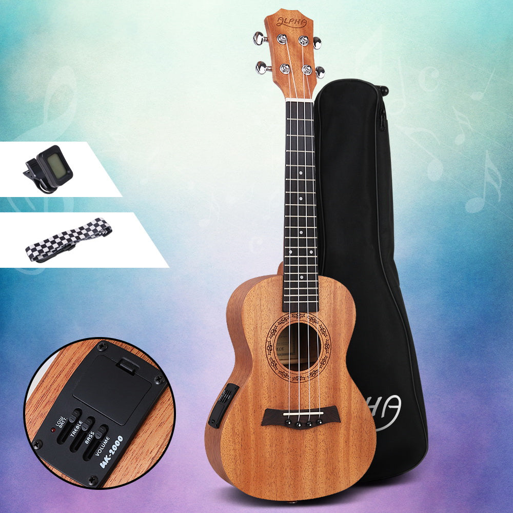 Alpha 23" Electric Mahogany Concert Ukulele with EQ and Accessories